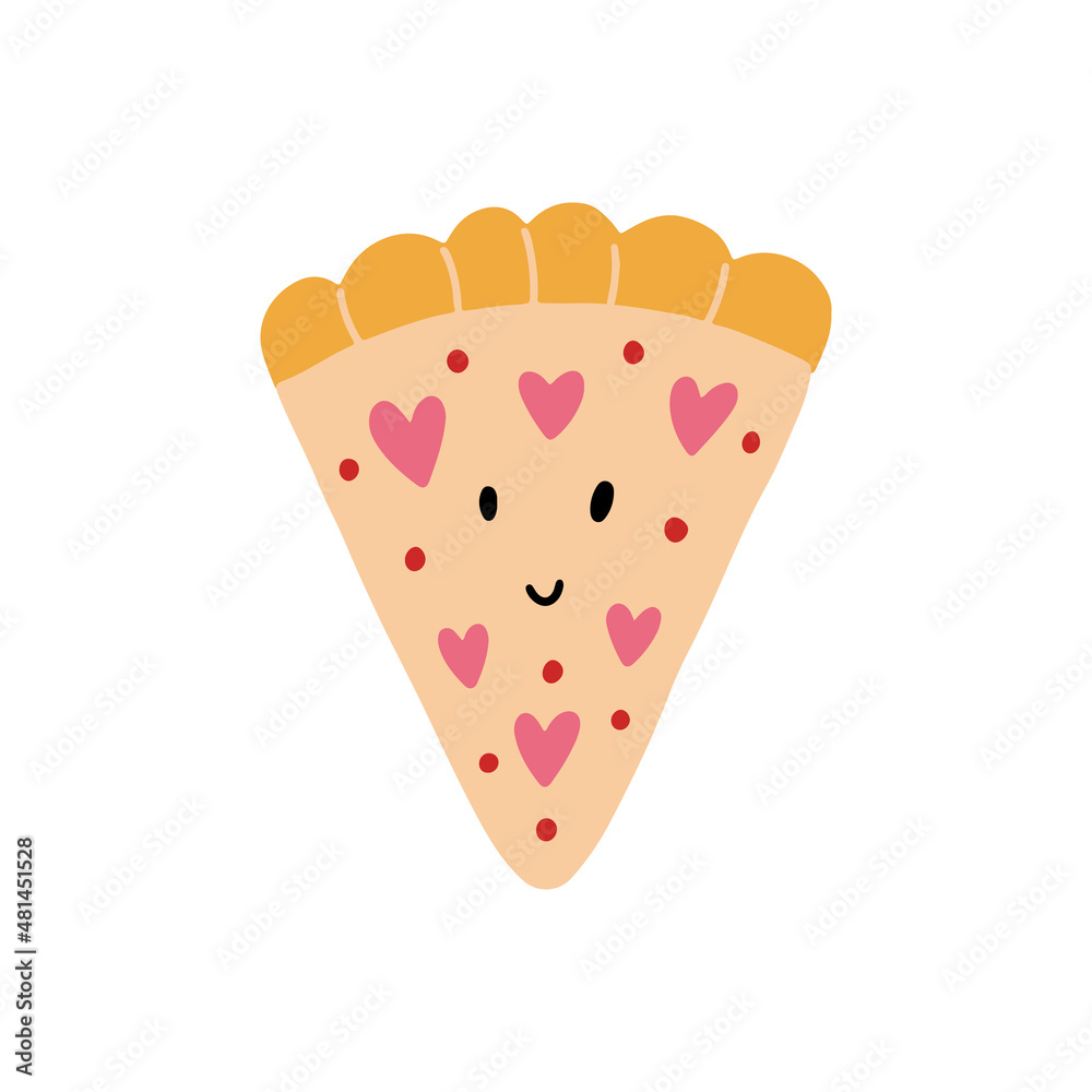 In love pizza. Romantic vector hand drawn doodle element In love pizza. Romantic vector hand drawn doodle element