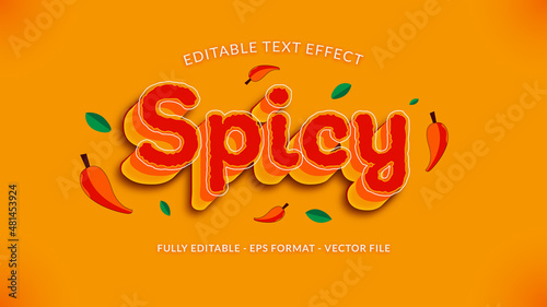 Hot and Spicy Text Effect with Chili and Leaves Ornament