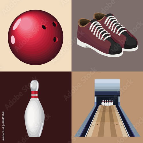 four bowling sport icons