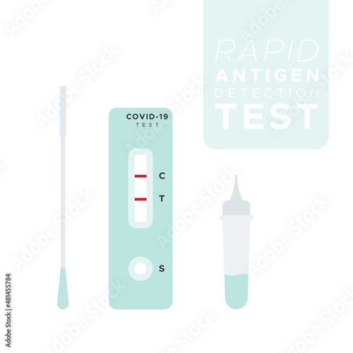 Rapid antigen detection test kit. Nasal swab test. Covid 19. Vector illustration, flat design