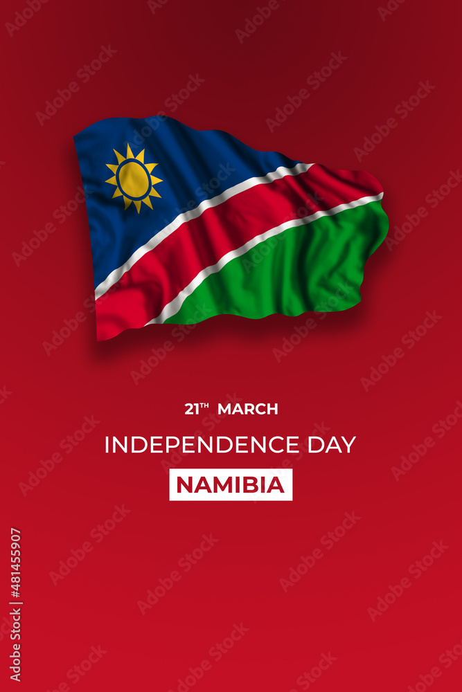 Namibia independence day greetings card with flag