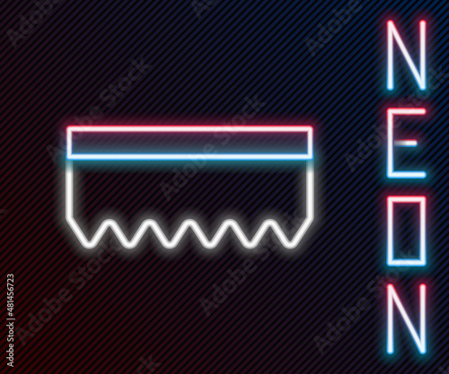 Glowing neon line Sponge icon isolated on black background. Wisp of bast for washing dishes. Cleaning service logo. Colorful outline concept. Vector