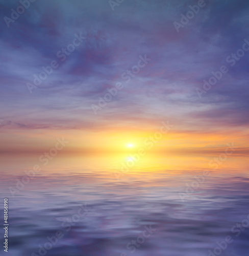 Bright sea dawn for a calendar or wallpaper.