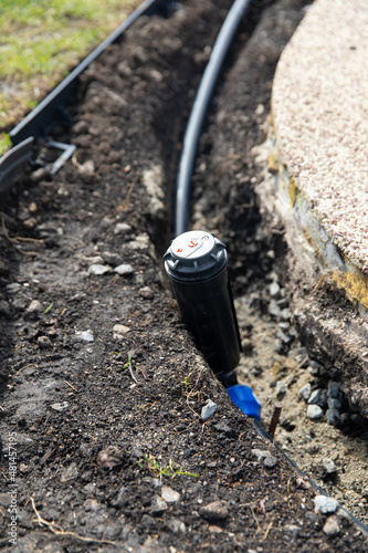 Obraz na płótnie Irrigation system installation. w salonie