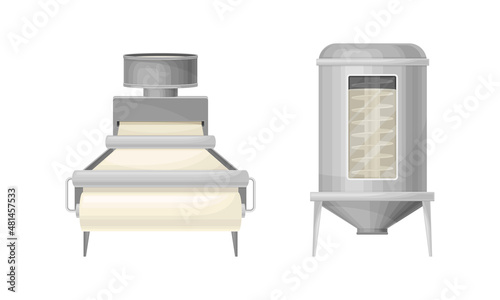 Paper recycling process. Equipment for production of paper vector illustration