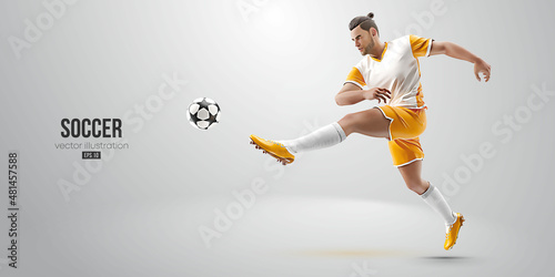 football soccer player man in action isolated white background. Vector illustration