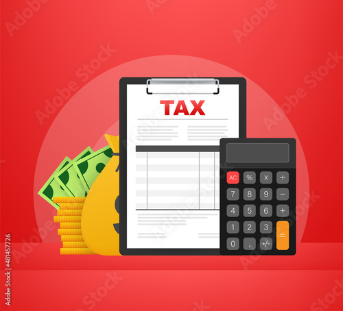 Online tax payment. Cartoon vector illustration. Business vector icon.