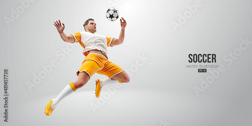 football soccer player man in action isolated white background. Vector illustration photo