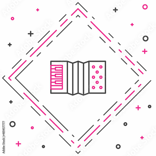 Line Musical instrument accordion icon isolated on white background. Classical bayan, harmonic. Colorful outline concept. Vector