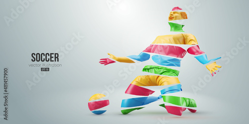 football soccer player man in action isolated white background. Vector illustration