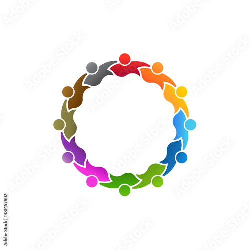 Teamwork Twelve Friends image. Concept of Group of People