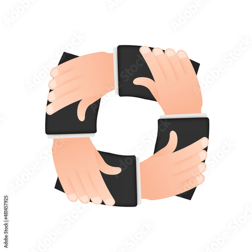 Abstract teamwork hands sign for concept design. Business concept. Teamwork, cooperation.
