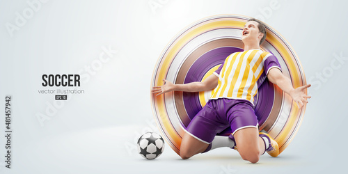 football soccer player man in action isolated white background. Vector illustration
