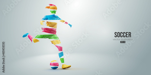 football soccer player woman in action isolated white background. Vector illustration