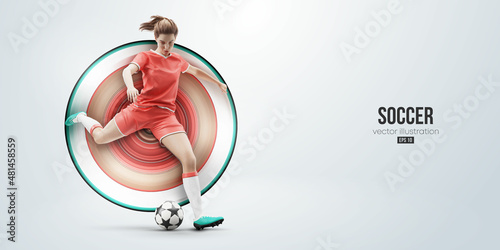 football soccer player woman in action isolated white background. Vector illustration