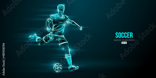 football soccer player man in action isolated blue background. Vector illustration