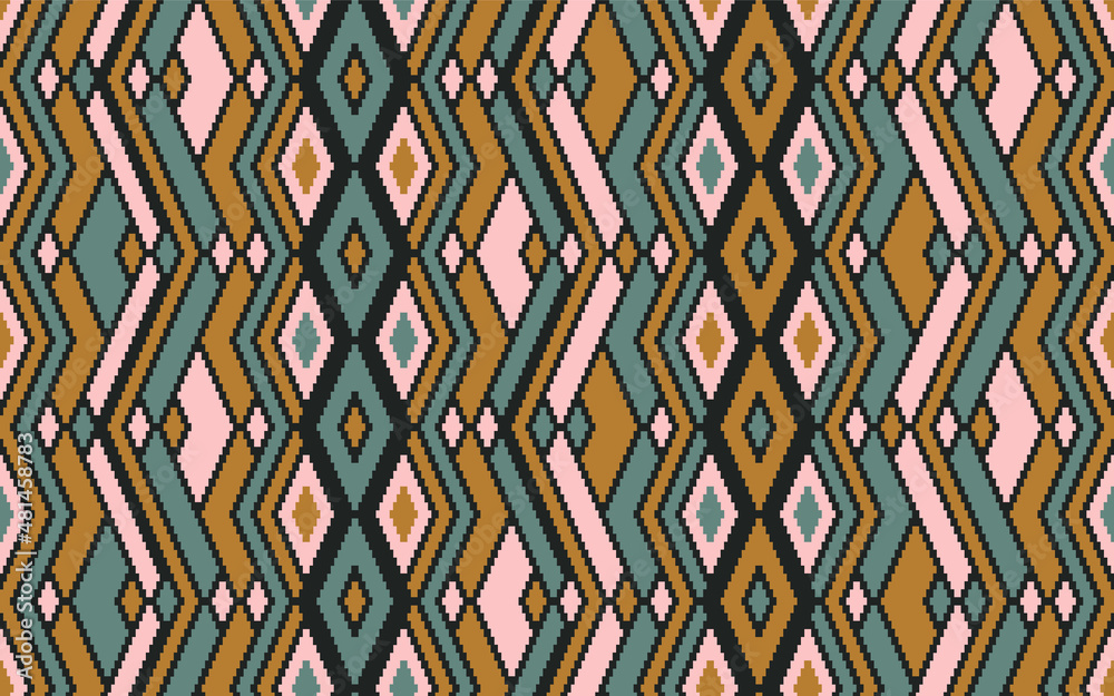 Asymmetric rhombus traditional motifs vector geometric pattern. Asymmetric rhombus traditional motifs vector geometric pattern.
