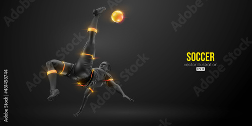 football soccer player man in action isolated black background. Vector illustration