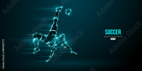 football soccer player man in action isolated blue background. Vector illustration