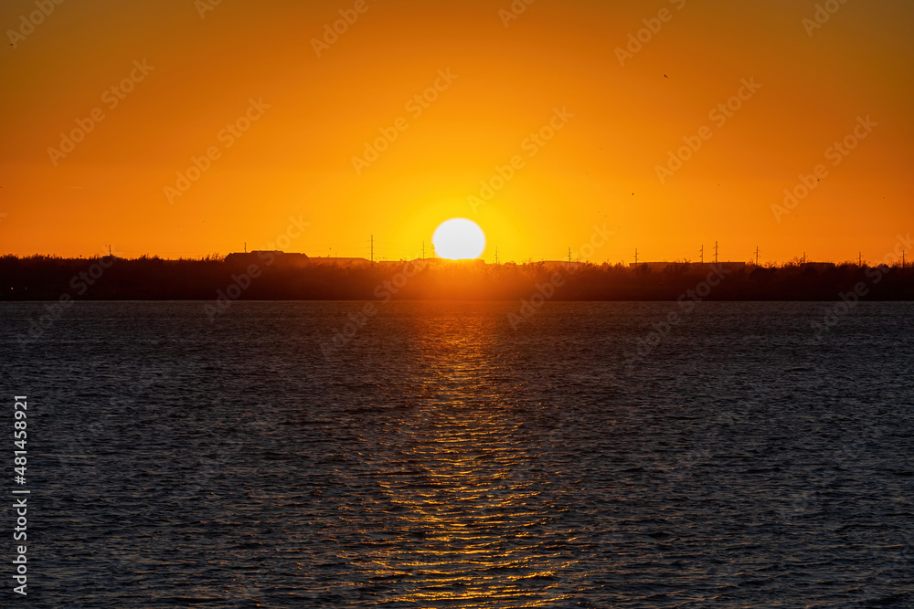 Beautiful sunset landscape over Lake Hefner Beautiful sunset landscape over Lake Hefner