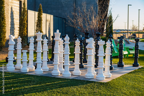 Close up shot of giant chess mate photo