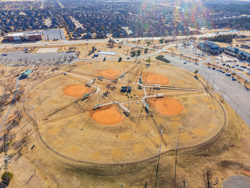 Aerial view of the baseball field around Mitch Park photo