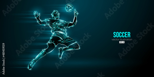 football soccer player man in action isolated blue background. Vector illustration