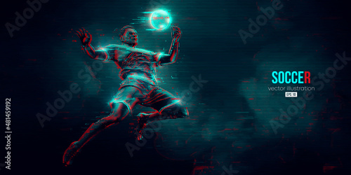 football soccer player man in action isolated blue background. Vector illustration