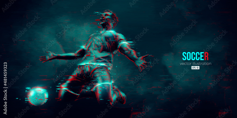 Fototapeta premium football soccer player man in action isolated blue background. Vector illustration