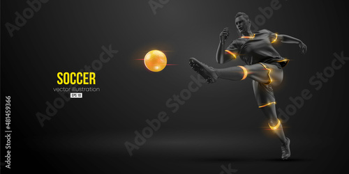 football soccer player man in action isolated black background. Vector illustration