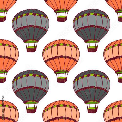 Cartoon hot air balloons  illustration vector seamless patter.
