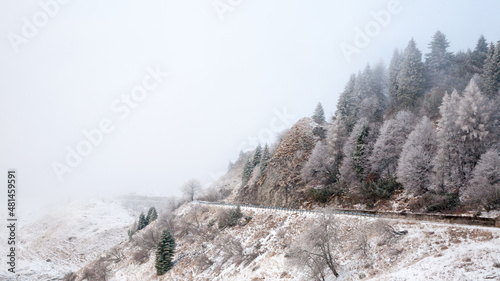 Mount Grappa winter landscape. Italian Alps view