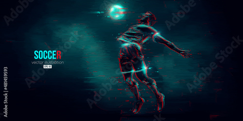 football soccer player man in action isolated blue background. Vector illustration © Yevheniia