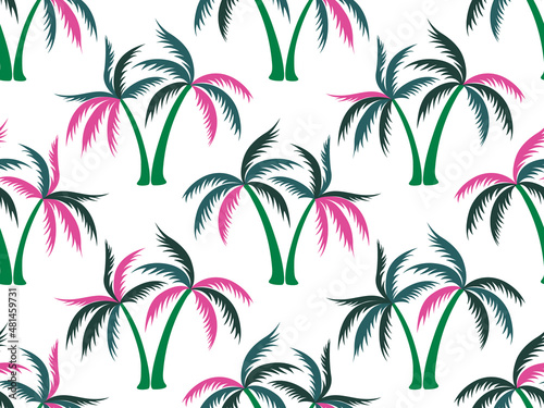 Palm tree minimal seamless pattern vector design.