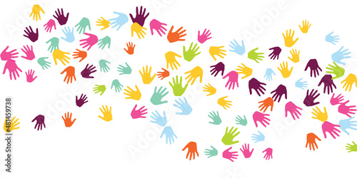 Creative kids handprints nursery games concept vector illustration.