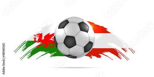Path A Wales vs Austria. 2022 soccer match. Football championship duel versus teams. Vector illustration.