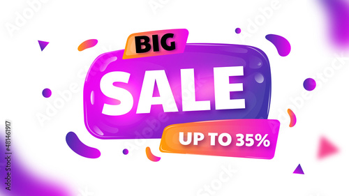 Abstract Liquid Shape Sale Background in Glowing Purple Color