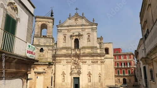 Martina Franca, Italy. Beautifully restored centre near Basilica di San Martino. Approaching Martina Franca's central piazza. High quality 4k footage