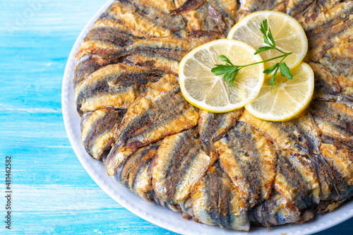 Anchovy pilaf(hamsi pilav), Turkish cuisine, Black Sea specialty (Turkish name; hamsili pilav) photo