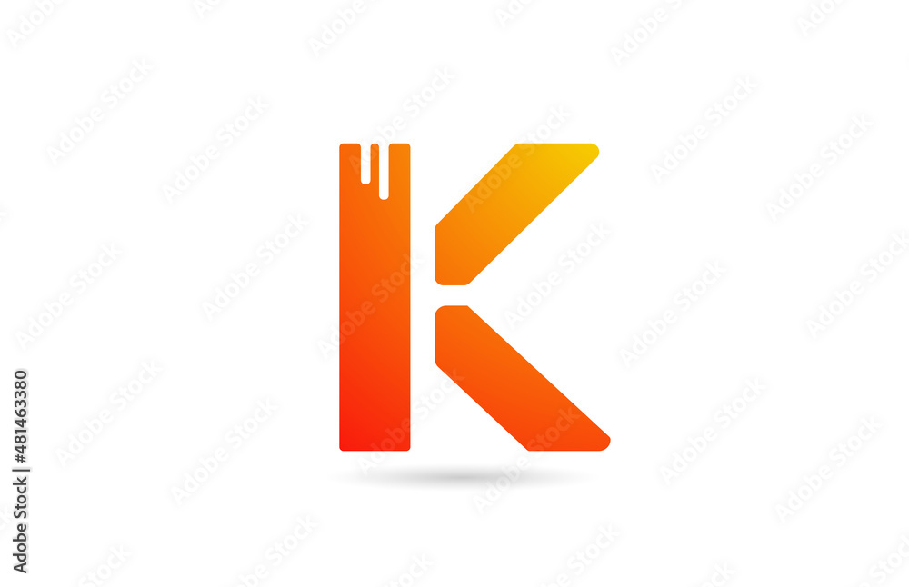 K orange gradient alphabet letter logo design icon. Creative template for business K orange gradient alphabet letter logo design icon. Creative template for business