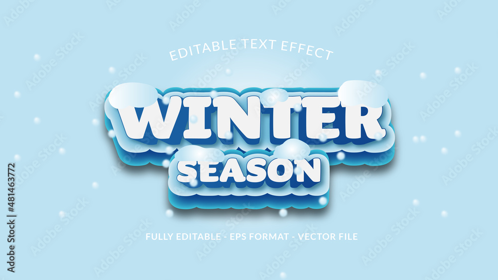 Winter Season Editable Text Effect with Falling Snow