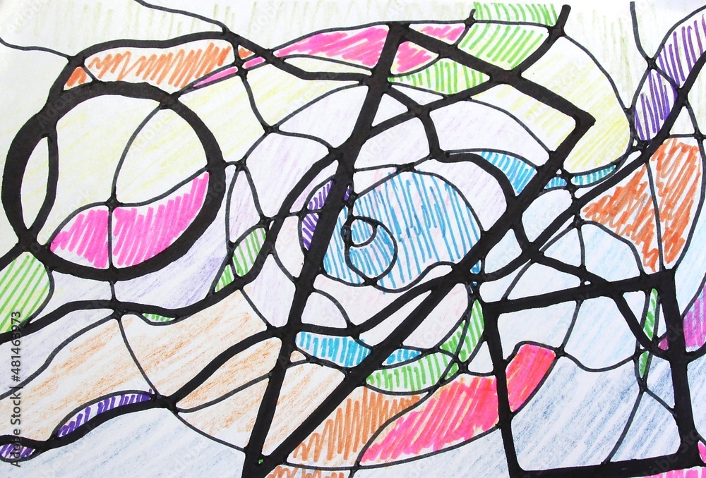 abstract background with circles, lines, waves, colors draw with pencil and colorful markers on paper abstract background with circles, lines, waves, colors draw with pencil and colorful markers on paper
