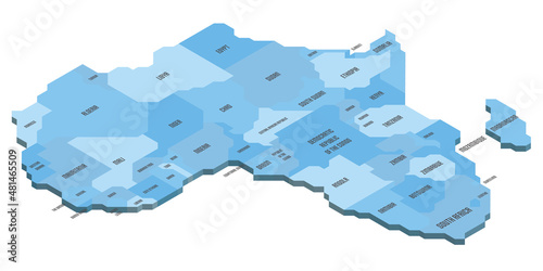 Isometric political map of Africa