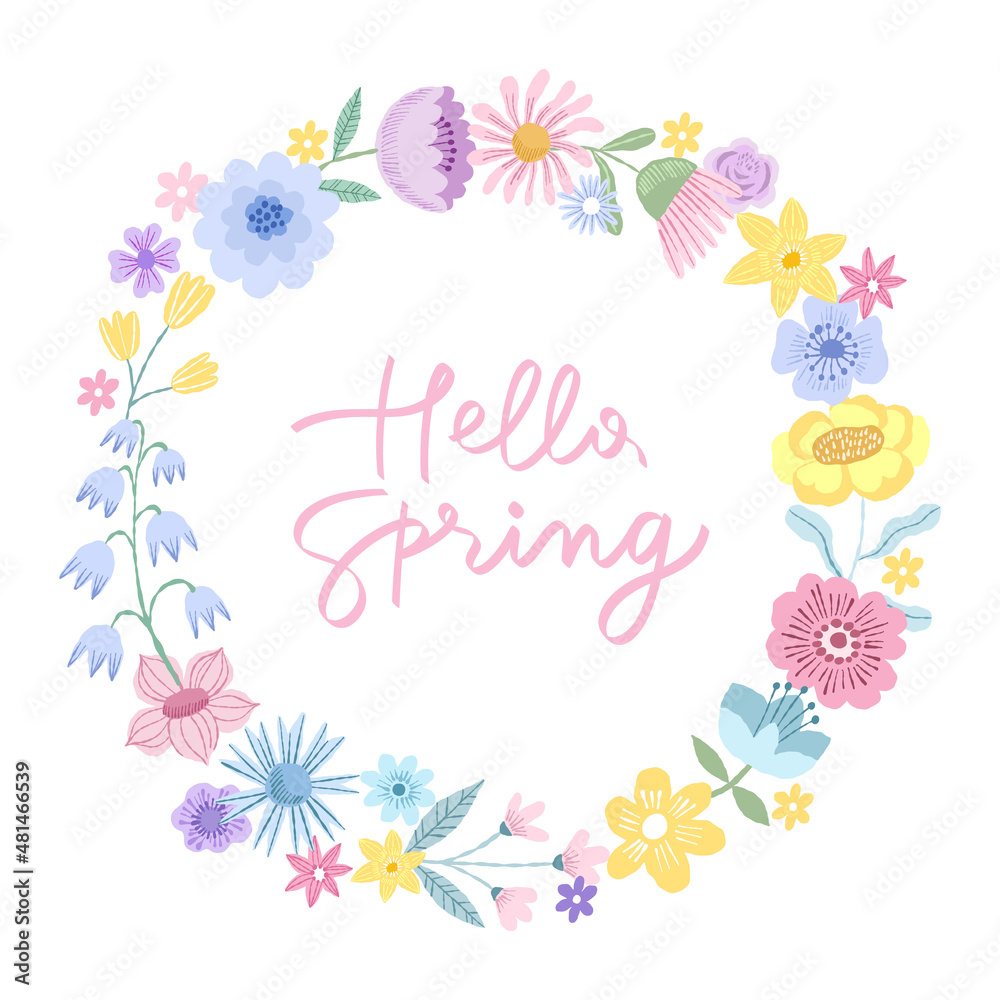 Vector spring flower frame. Floral banner background