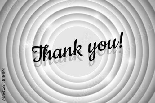 Thank you text on white circle retro cinema screen. Black title on old silent movie background. Promotion message noir banner. Vector eps illustration