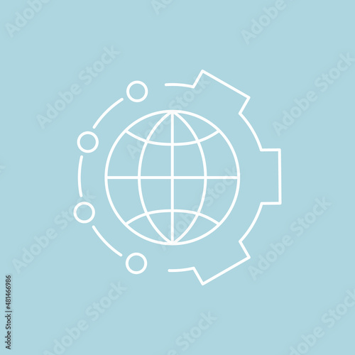 Artificial intelligence and machine learning line icon. World AI. Simple thin outline pictogram. AI concept. Innovative robotic technology element. Cpu,cloud. Editable stroke vector illustration