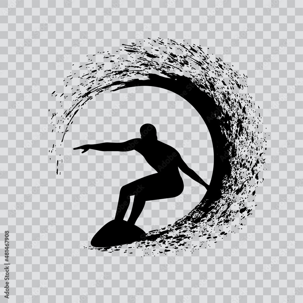 surfer on the wave vector illustration