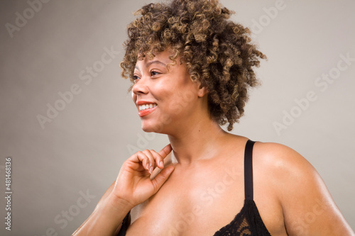 Studio shot of woman in bra