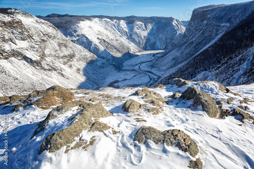 Mountain landscape. Katu-Yaryk pass in winter. Altai. Russia photo