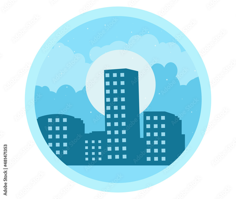 Illustration of night cityscape with Bright moon, shooting stars, clouds and buildings. Night city skyline.
Illustration of night cityscape with Bright moon, shooting stars, clouds and buildings. Night city skyline.